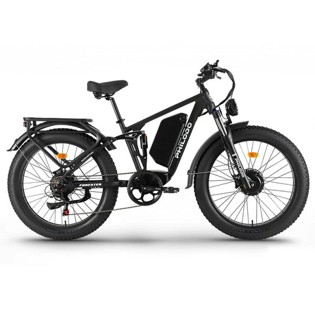 PHILODO Forester 60V Dual Motor Electric Bike – Full Suspension Fat Tire eBike, Long Range 60V Battery, High Power All-Terrain Electric Bicycle