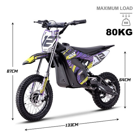 MotoTec 36V 1000W (HP112E) Electric Dirt Bike 1000W Motor 18 mph 36V 7.8Ah Battery