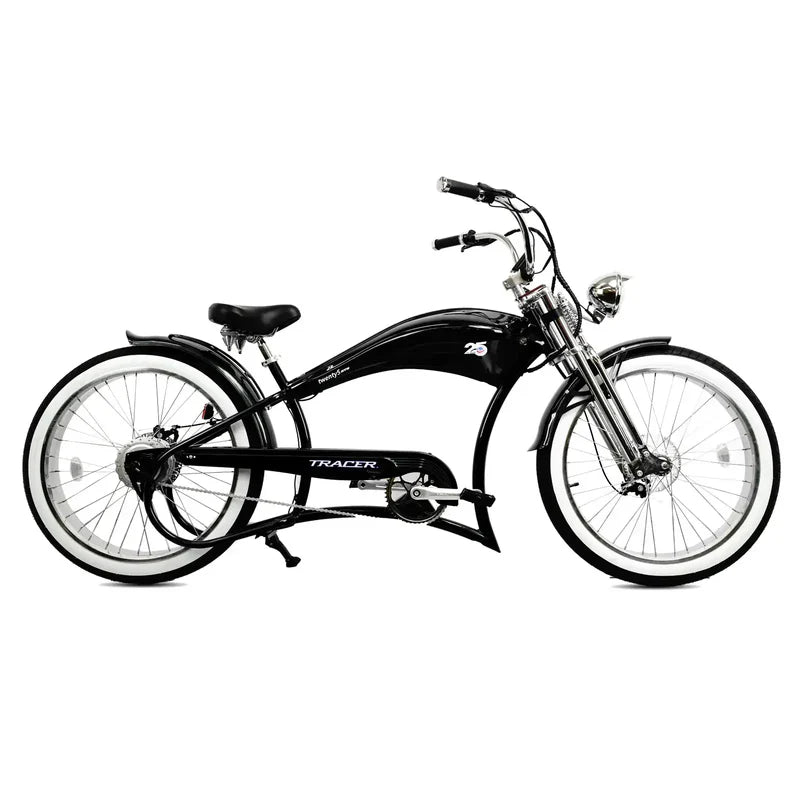 Tracer Twenty5 GTS 500W 26" Stretch Cruiser E-Bike, 48V 17.5Ah Battery, 30–50 Mile Range, 26” Fat Tires, Up to 25 MPH
