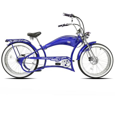 Tracer Twenty5 800W Stretch Cruiser E-Bike, 48V 17.5Ah Battery, 30–60 Mile Range, 26” Fat Tires, Up to 28 MPH