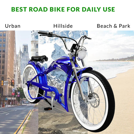Tracer Twenty5 GT 500W 26" Cruiser E-Bike 500W Motor 22 mph 48V 17.5Ah Battery