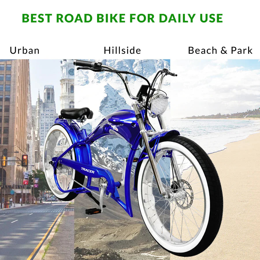 Tracer Twenty5 GT 500W 26" Cruiser E-Bike 500W Motor 22 mph 48V 17.5Ah Battery