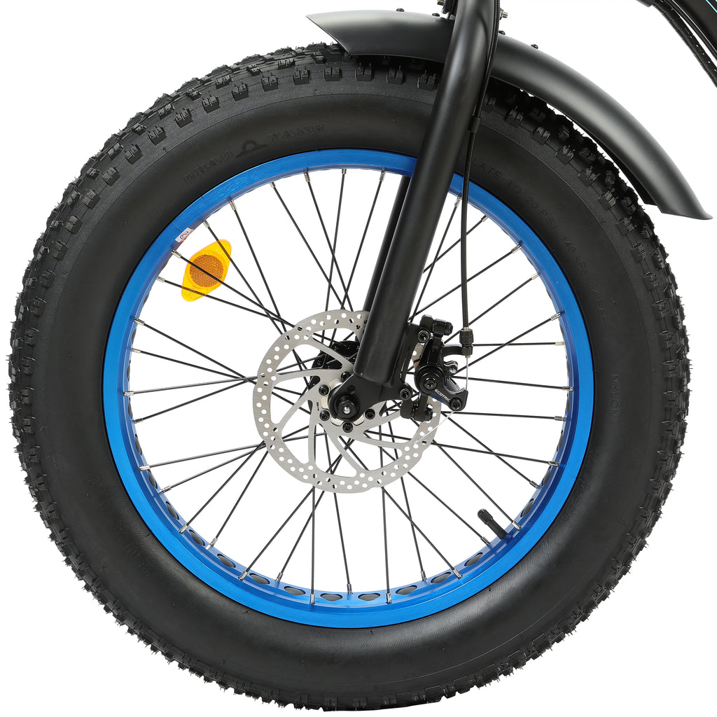 UL Certified - Ecotric Portable and Folding Fat Bike Model Dolphin - Black and Blue