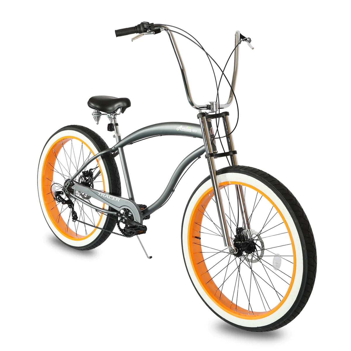 Tracer Avalon GT 26/29" Fat Tire Beach Cruiser Bike - 29" Matte Grey/Orange | Beach Cruiser Bikes | Cruiser Bikes | Beach Bikes | 7-Speed | Single Speed | Single Speed Cycle | Adult Bike | Bike Lover USA