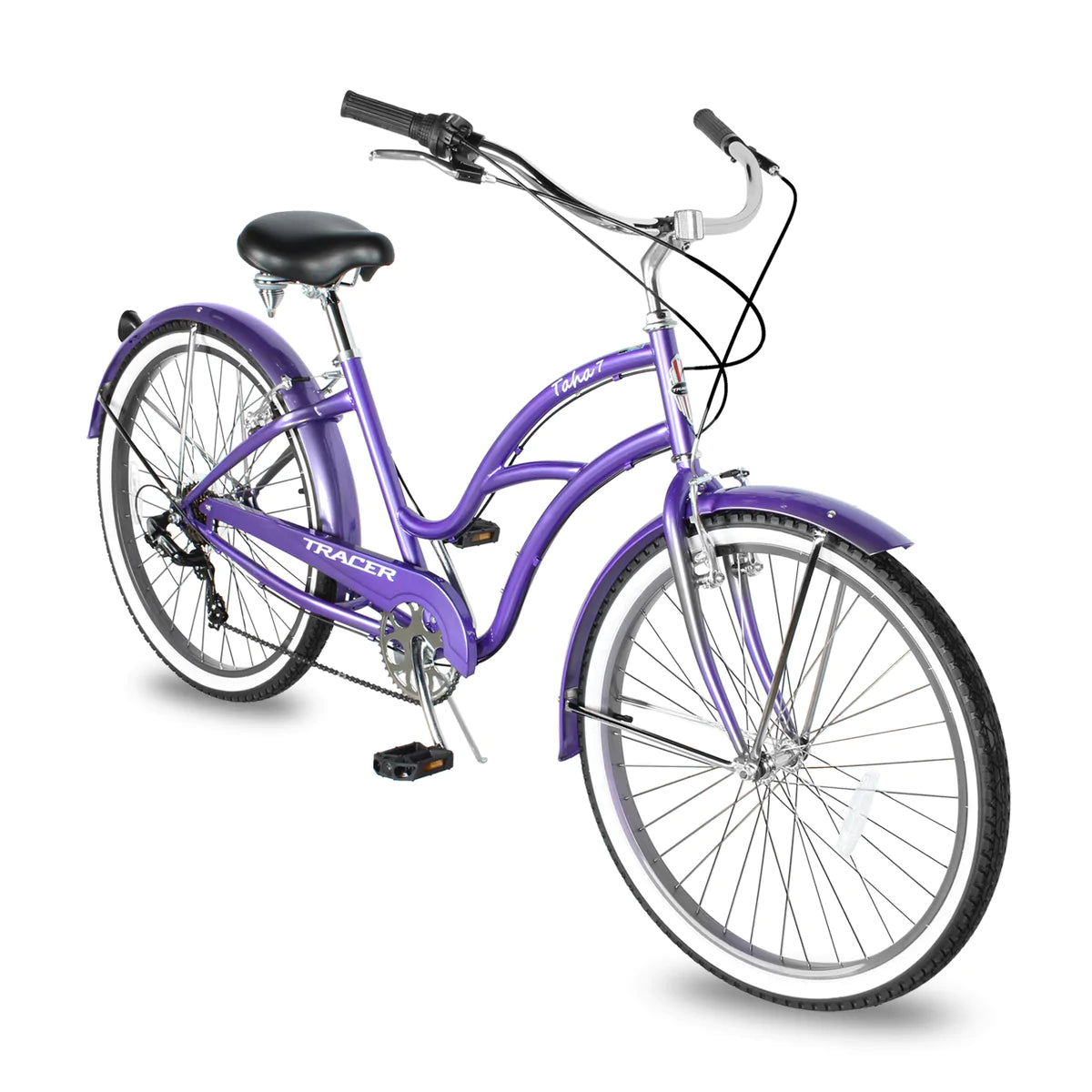 Tracer Taha 26" Beach Cruiser Bike 1 & 7 Speed For Female - Purple | Single Speed | Cruiser Bike | Adult Bikes | Beach Cruiser Bikes | Bike Lover USA