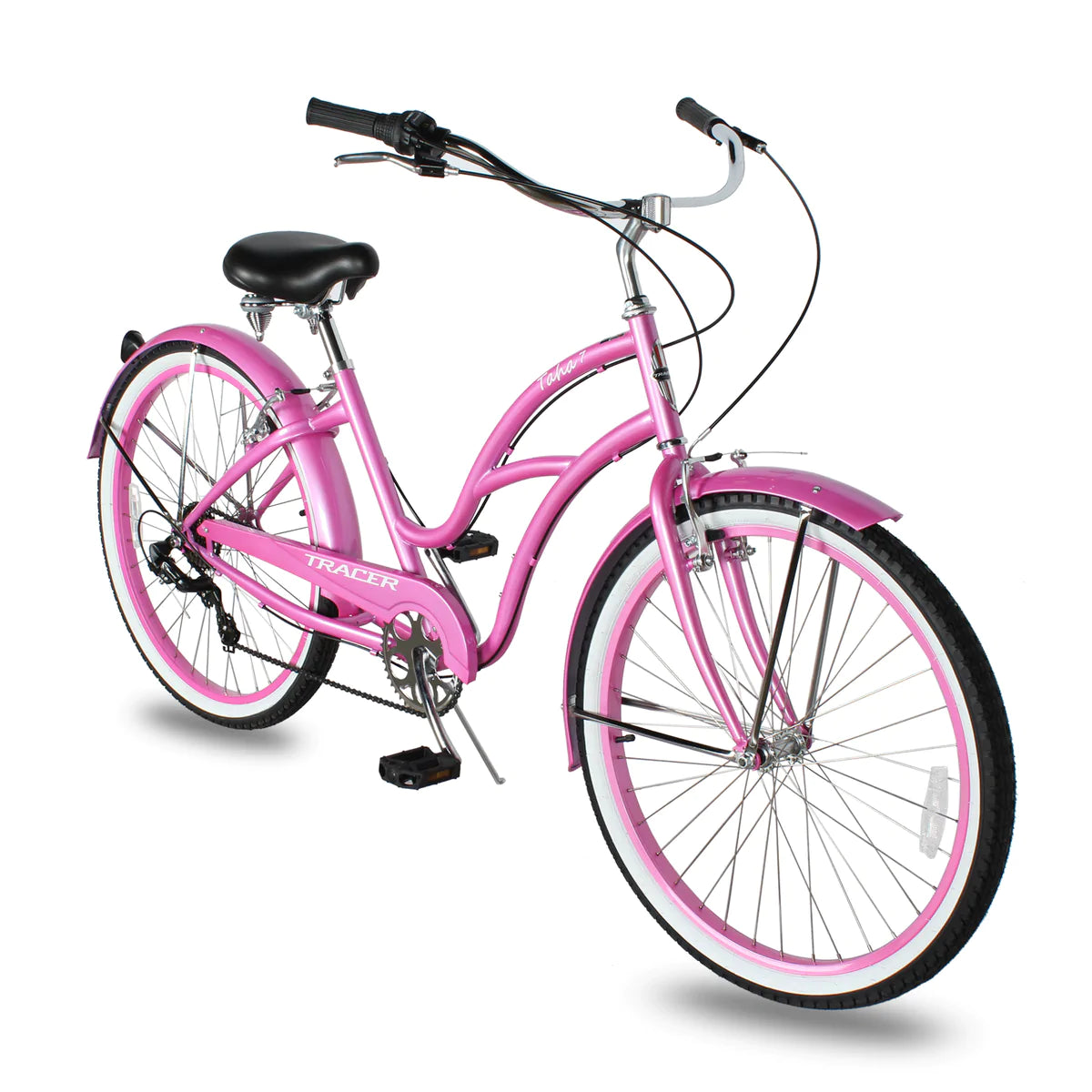 Tracer Taha 26" Beach Cruiser Bike 1 & 7 Speed For Female - Pink | Single Speed | Cruiser Bike | Adult Bikes | Beach Cruiser Bikes | Bike Lover USA