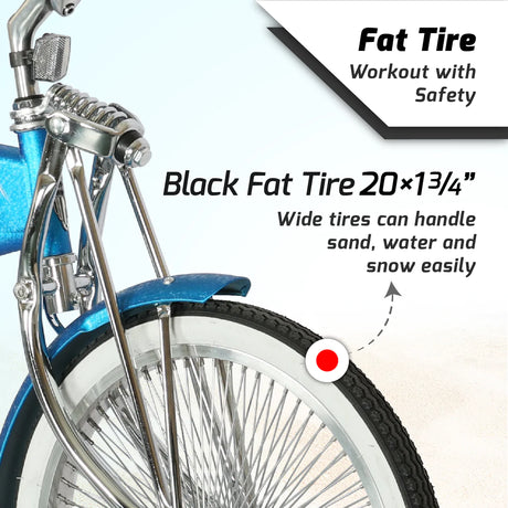 Tracer Hyena Classic Beach Lowrider Bike w/140H Wheel, Single Speed, w/ Banana Seat
