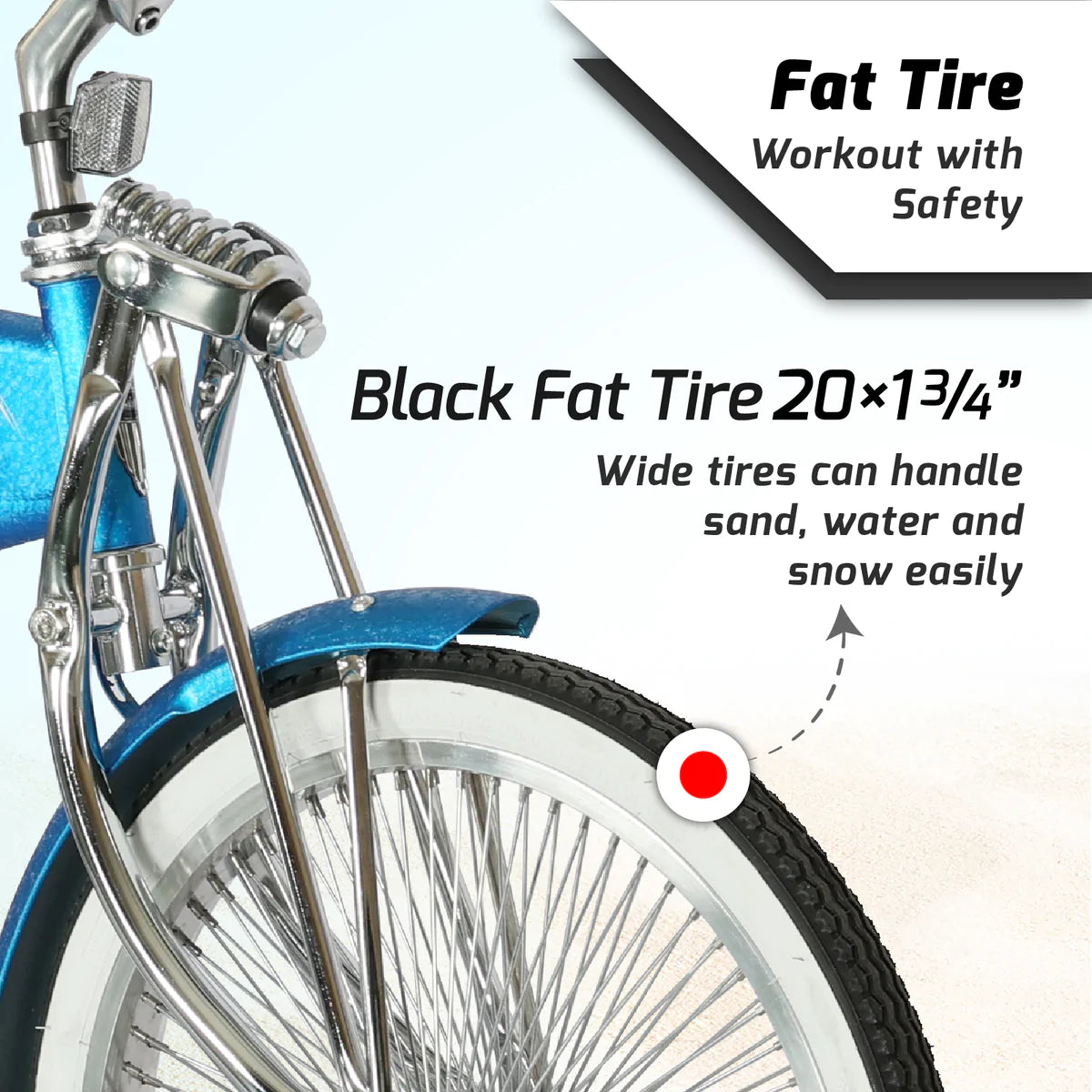 Tracer Hyena Classic Beach Cruiser Bike - Wrinkle Blue | Fat Tire Bike | Cruiser Fat Tire Bike | Stretch Bike | Fat Tire | Bike Lover USA