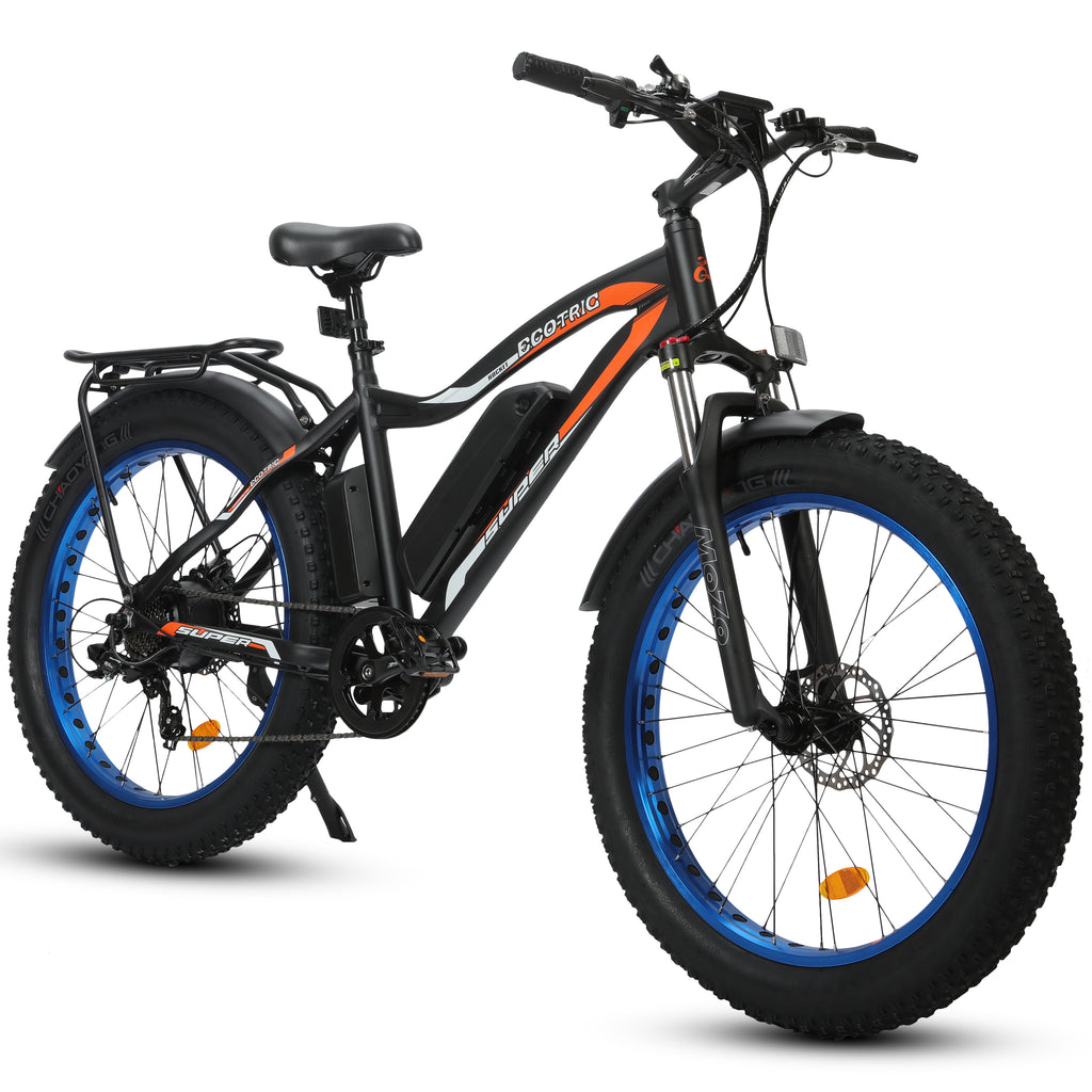 UL Certified - Ecotric Rocket Fat Tire Beach Snow Electric Bike - Black and Blue