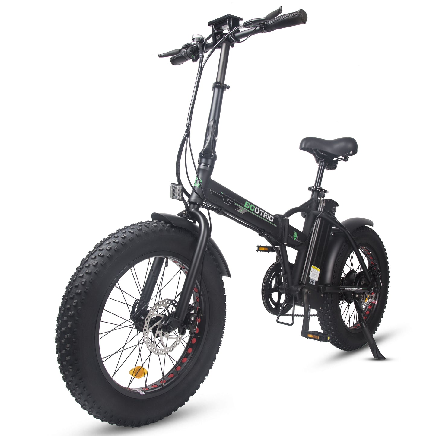 Ecotric 48V Fat Tire Portable Folding Electric Bike - Matte Black