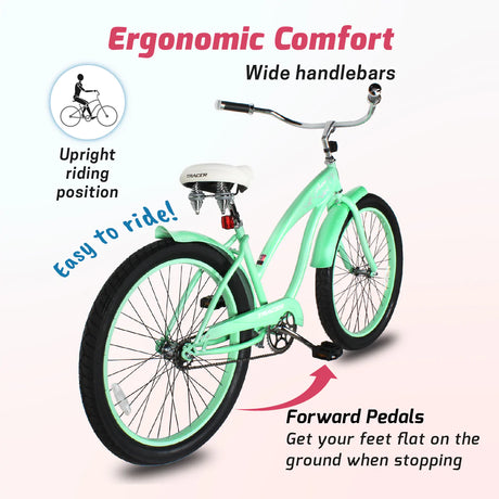 Tracer AVERA-F 26" Beach Cruiser Bike Single Speed for Women