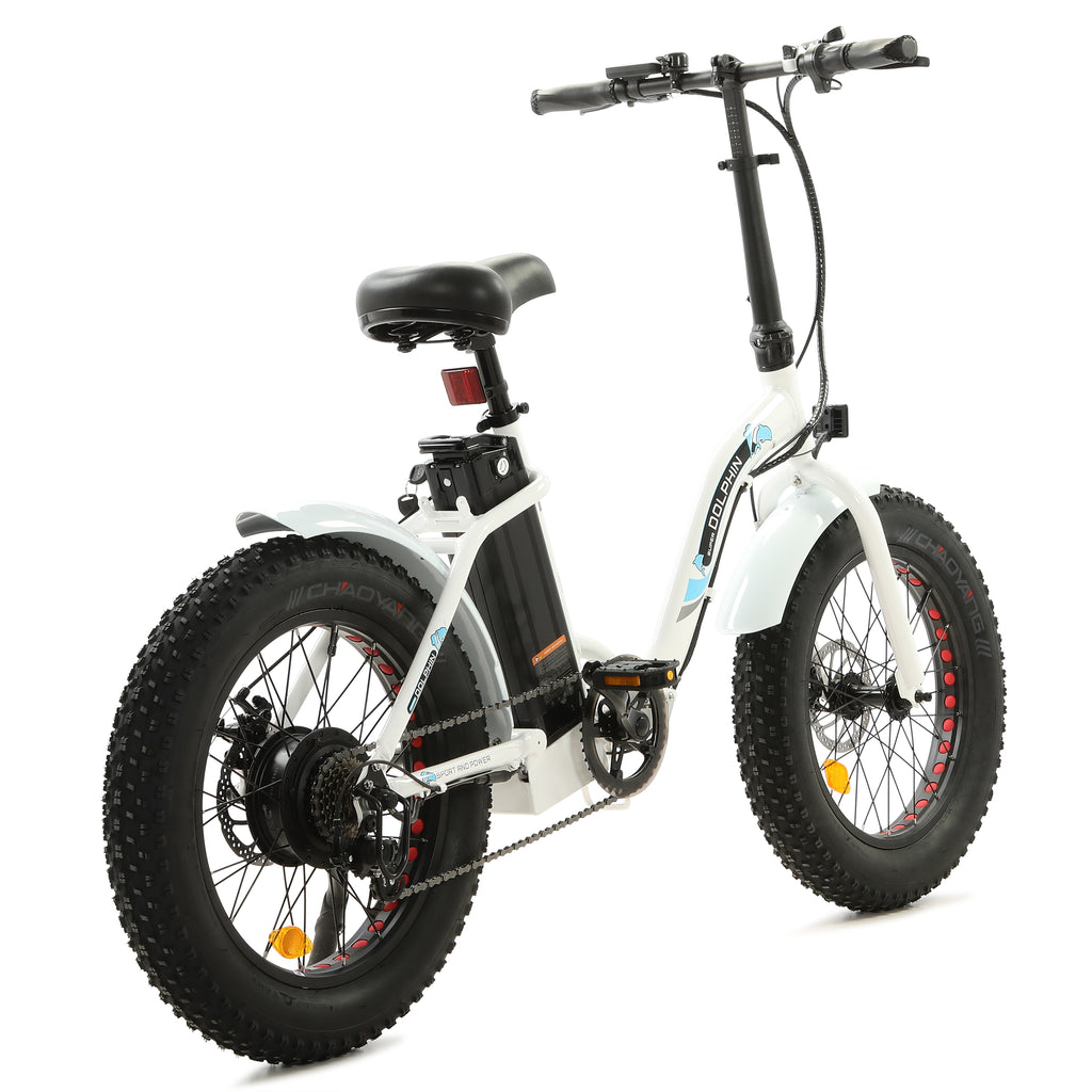 UL Certified-Ecotric Portable and Folding Fat Bike Model Dolphin - White