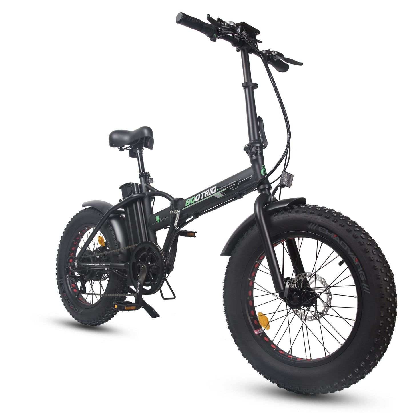 Ecotric 48V Fat Tire Portable Folding Electric Bike w/ LCD display - Matte Black