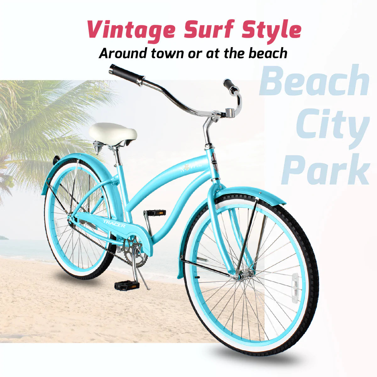 Tracer Nova Single Speed 26" Beach Cruiser Bike - Baby Blue | Single Speed | Cruiser Bike | Adult Bikes | Beach Cruiser Bikes | Bike Lover USA