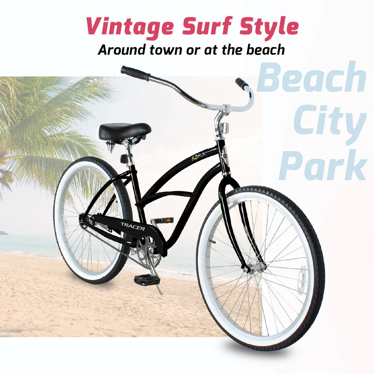 Tracer Bora 26" Beach Cruiser Bike For Women - Black | Beach Cruiser Bikes | Cruiser Bikes | Beach Bikes | Single Speed | Single Speed Cycle | Adult Bike | Bike Lover USA