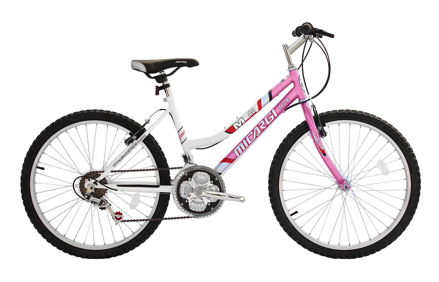 Micargi M40 24" MTB 18-SP Steel Frame Steel Rims 36H-Pink