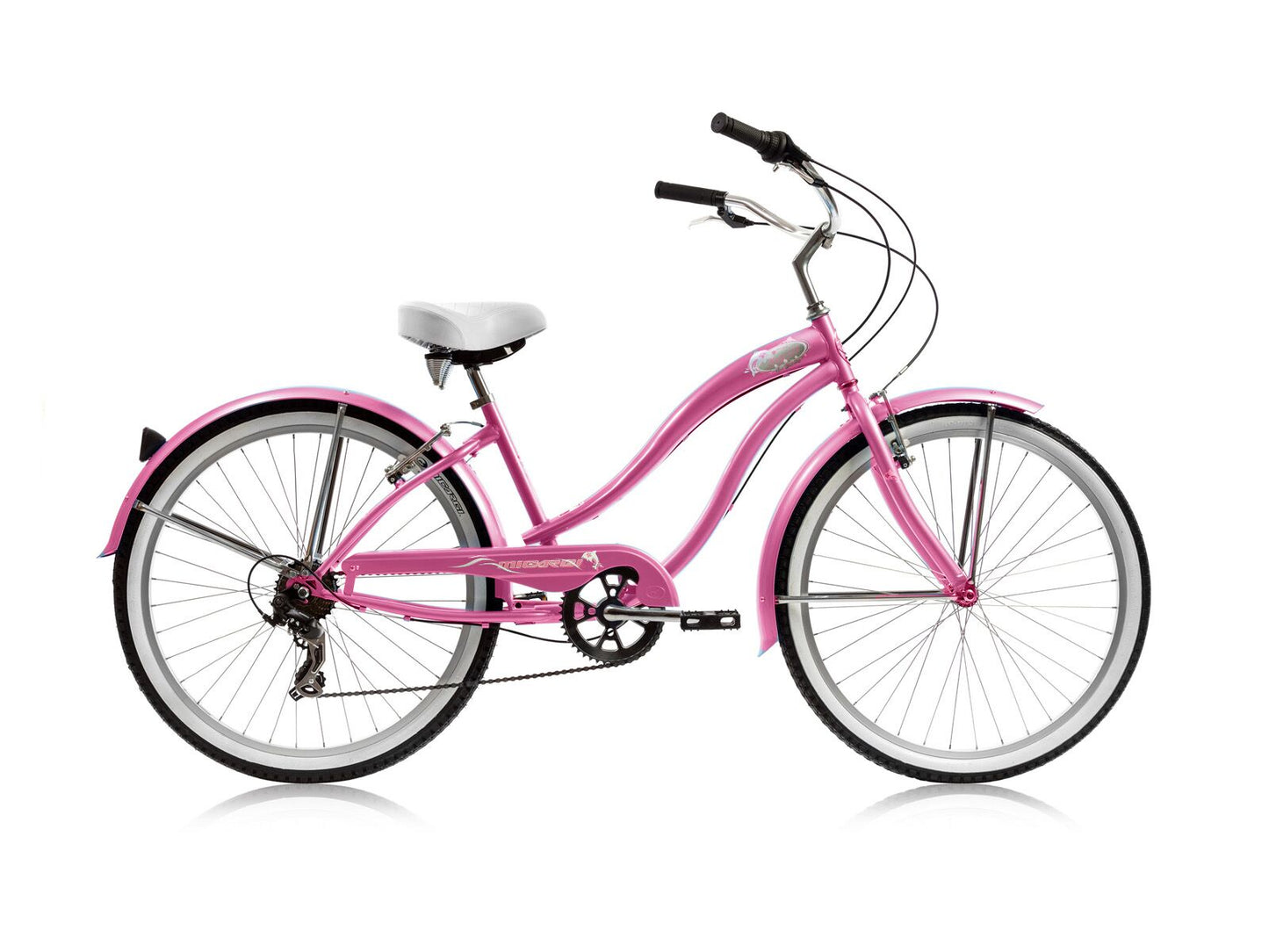 Micargi Rover 7SP 26" Large Mono Tube Cruiser w/ Shimano TX-31-7Speed V-Brake - Pink