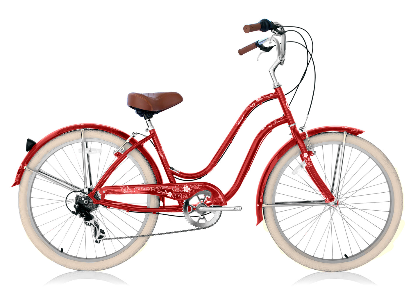 Micargi Sakura 7SP 26" Steel frame LADIES cruiser pedal forward w/ Shimano TX-31-7Speed V - Red