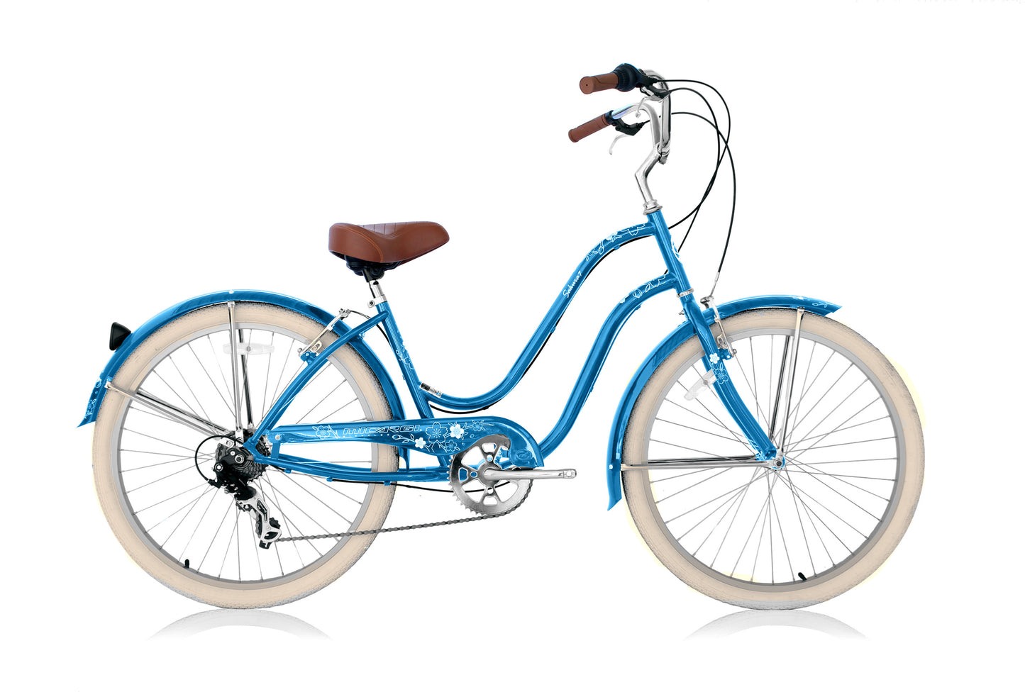 Micargi Sakura 7SP 26" Steel frame LADIES cruiser pedal forward w/ Shimano TX-31-7Speed V-Brake - Dodger Blue