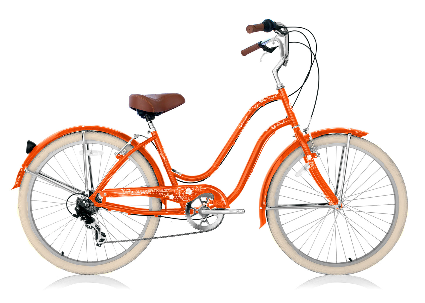 Micargi Sakura 7SP 26" Steel frame LADIES cruiser pedal forward w/ Shimano TX-31-7Speed V - Orange