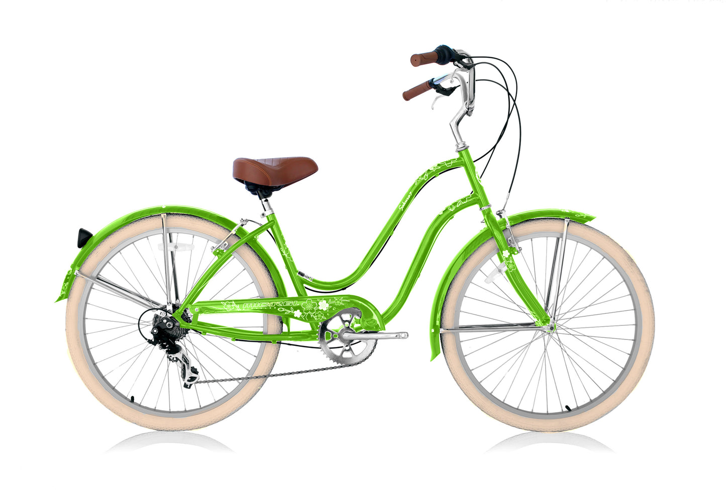 Micargi Sakura 7SP 26" Steel frame LADIES cruiser pedal forward w/ Shimano TX-31-7Speed V-Brake - Green