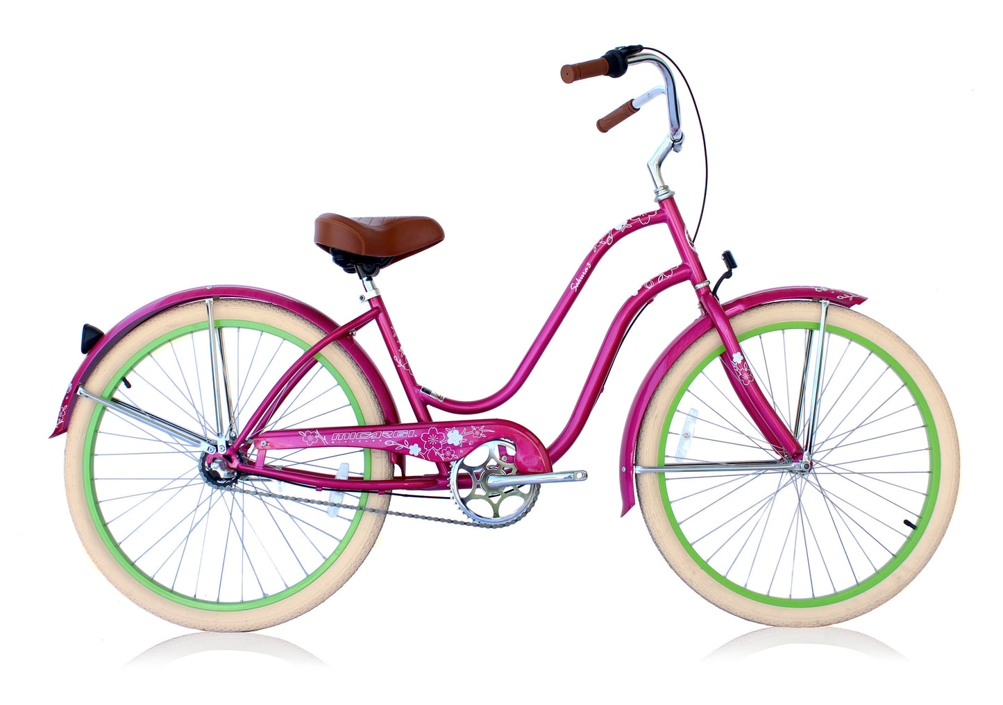 Micargi Sakura NX3 26" Steel frame LADIES cruiser pedal forward w/ Shimano NX3-Sp Coaster Brake - Hotpink