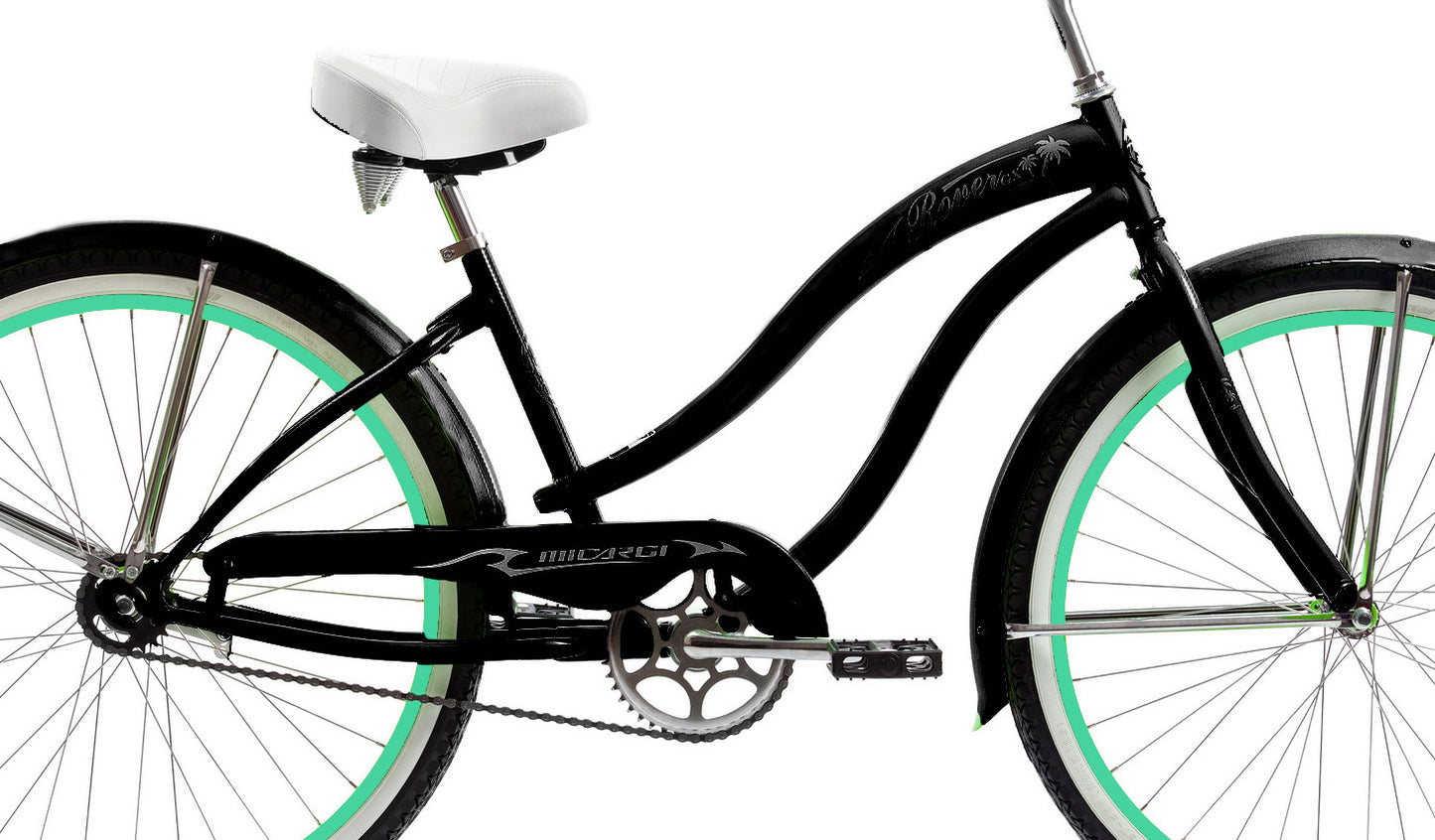 Micargi 26" Large Mono Tube Cruiser w/ Coaster Brake - Mint Black & Mint Green