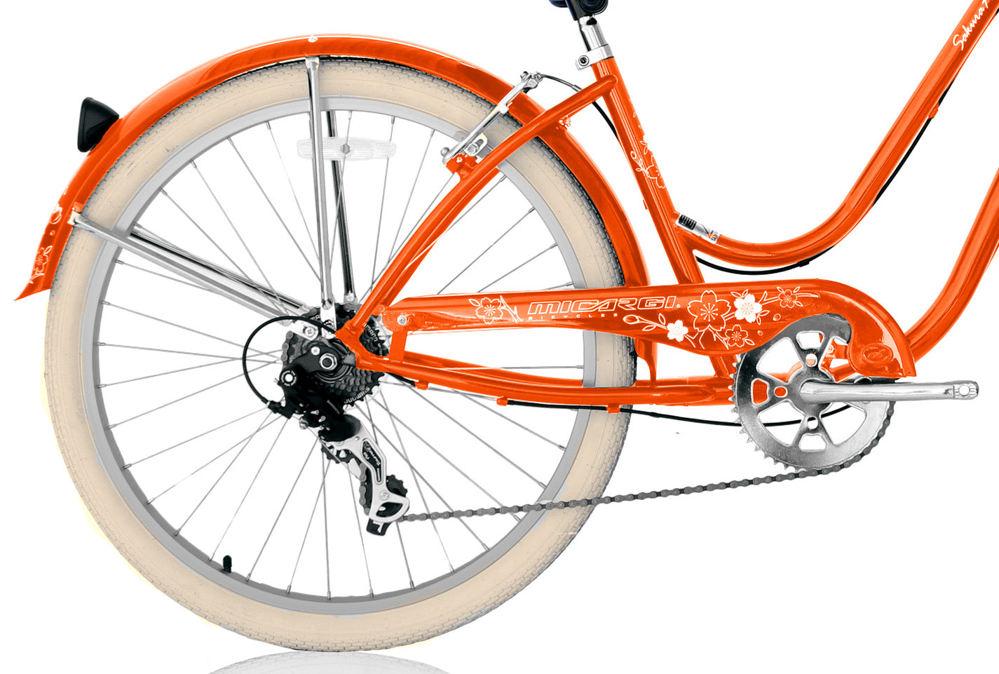 Micargi Sakura 7SP 26" Steel frame LADIES cruiser pedal forward w/ Shimano TX-31-7Speed V- Orange