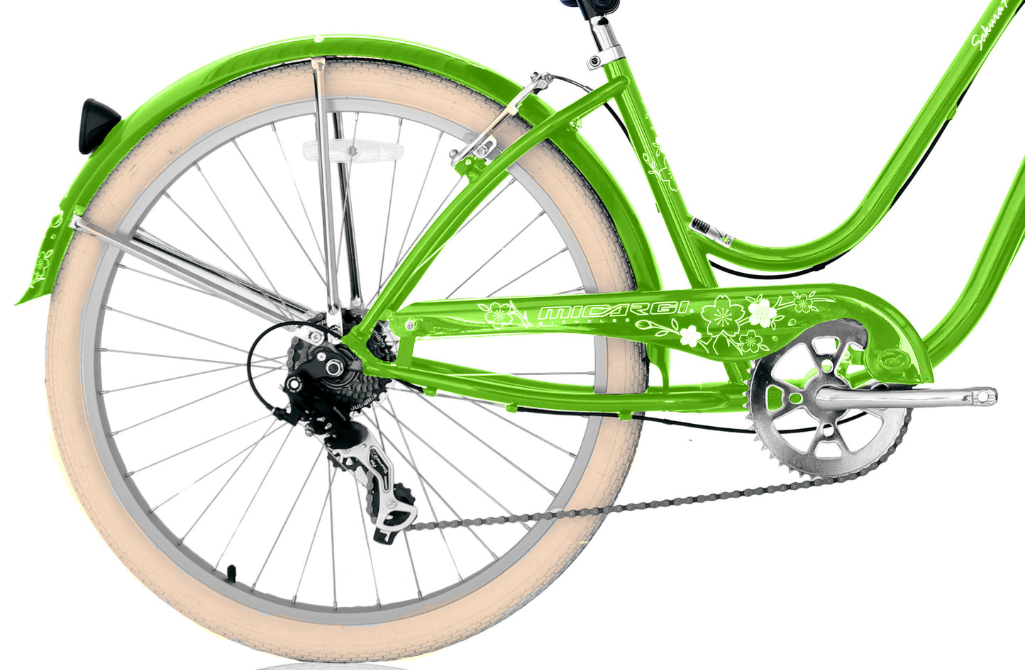 Micargi Sakura 7SP 26" Steel frame LADIES cruiser pedal forward w/ Shimano TX-31-7Speed V-Brake - Green