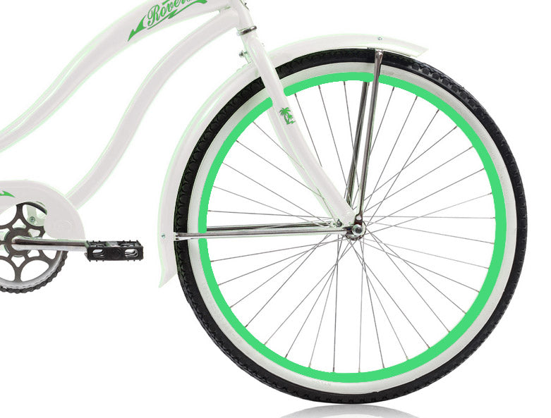 Micargi 26" Large Mono Tube Cruiser w/ Coaster Brake - White & Mintgreen