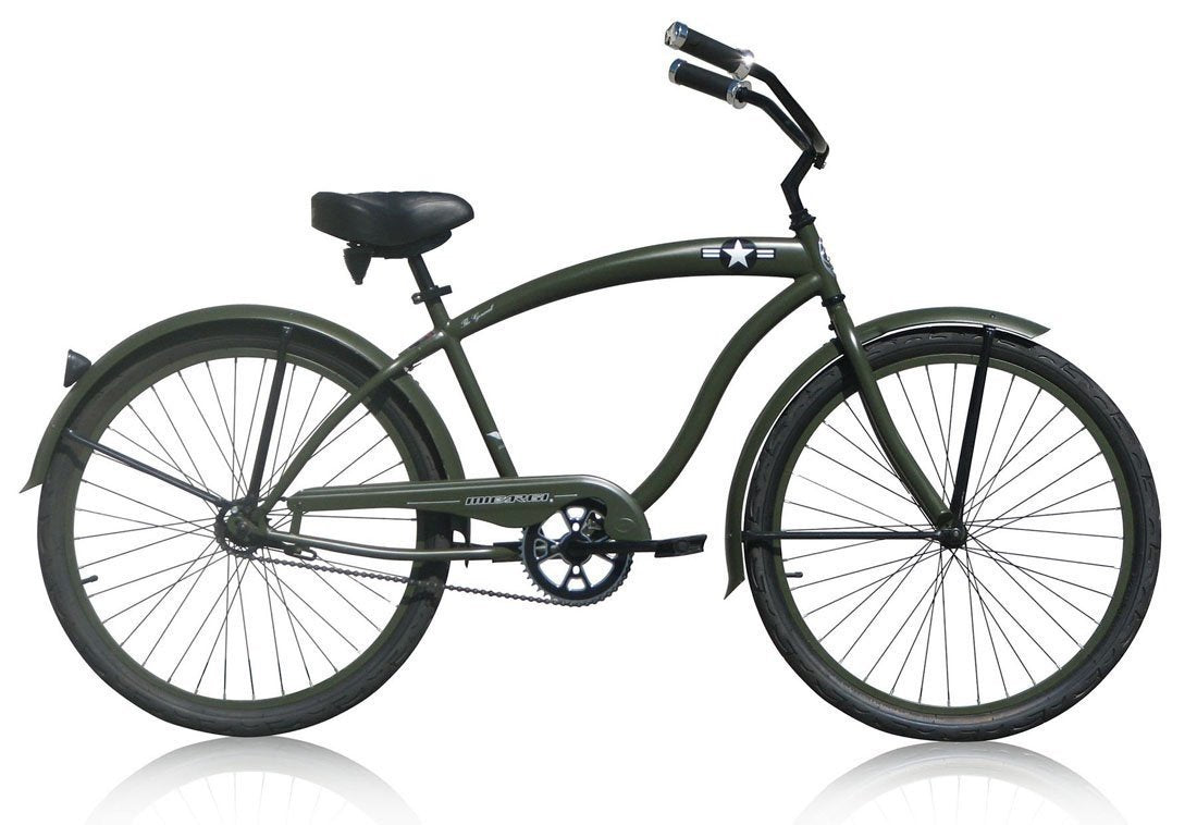 Micargi The General 26" Large Mono Tube Cruiser Army Transport Bike w/ Coaster Brake Army Transport Bike