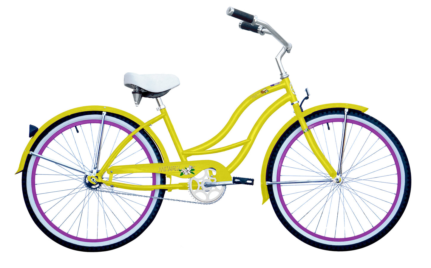 Micargi 26" Cantilever Steel Frame Cruiser w/ Coaster Brake-YellowPurple