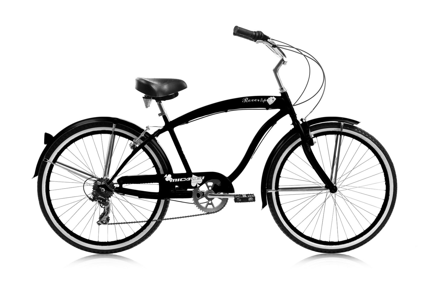 Micargi Rover 7SP 26" Large Mono Tube Cruiser w/ Shimano TX-31-7Speed V-Brake - Matte Black