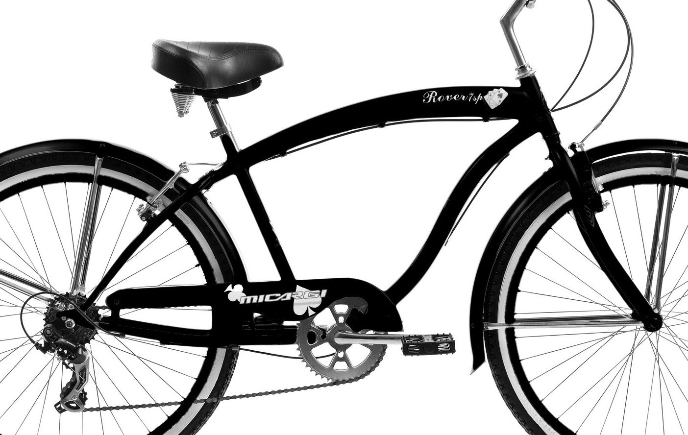 Micargi Rover 7SP 26" Large Mono Tube Cruiser w/ Shimano TX-31-7Speed V-Brake - Matte Black