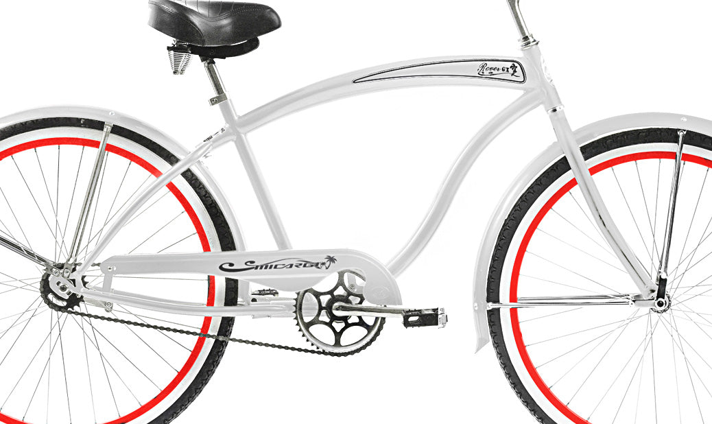 Micargi 26" Large Mono Tube Cruiser w/ Coaster Brake-White&Red