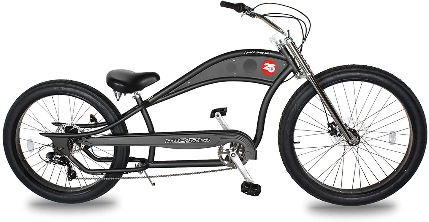 Micargi VANCOUVER 7 Micargi 26" Stretch Cruiser Bike | Fat Tire Bike | Bike Lover USA