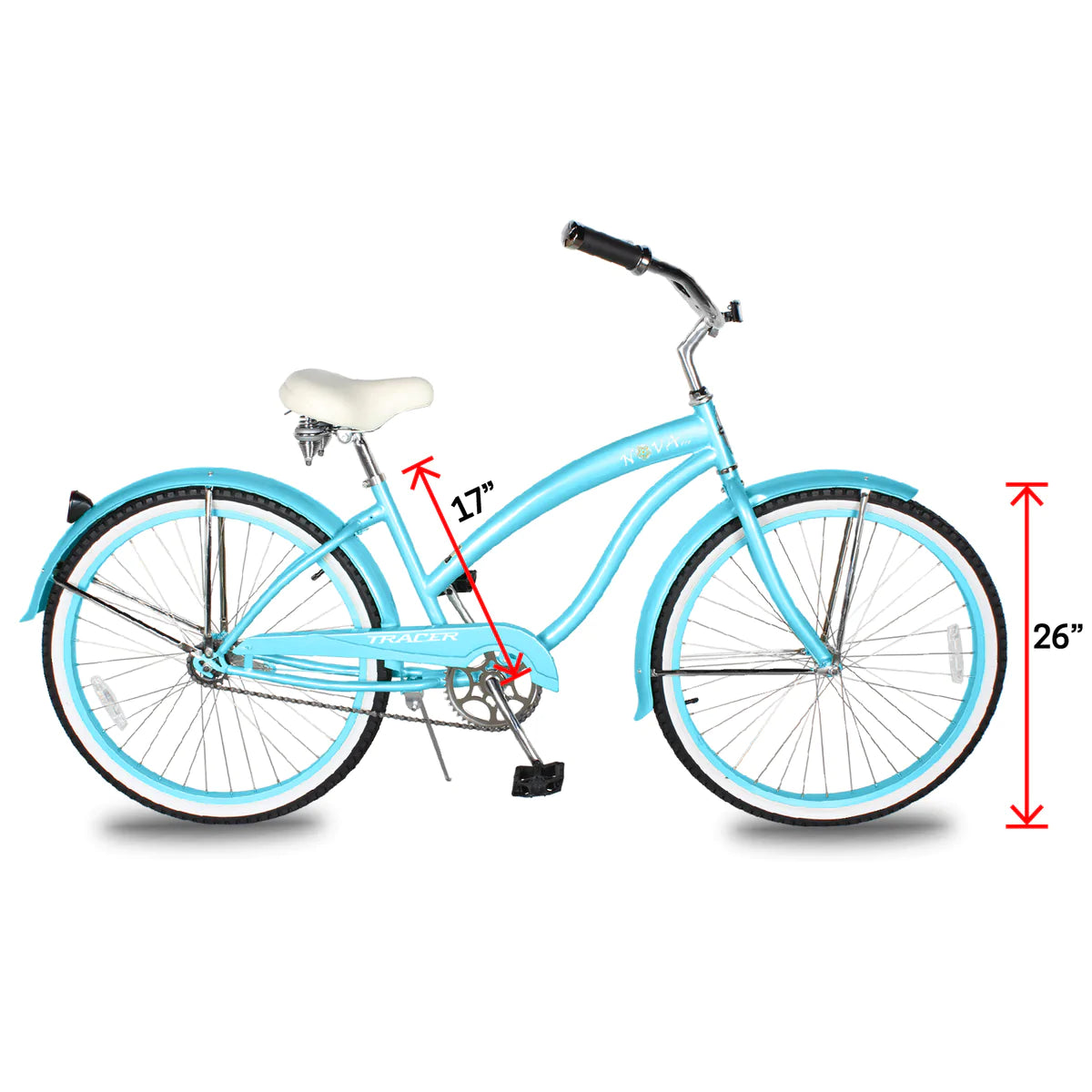 Tracer Nova Single Speed 26" Beach Cruiser Bike - Baby Blue | Single Speed | Cruiser Bike | Adult Bikes | Beach Cruiser Bikes | Bike Lover USA