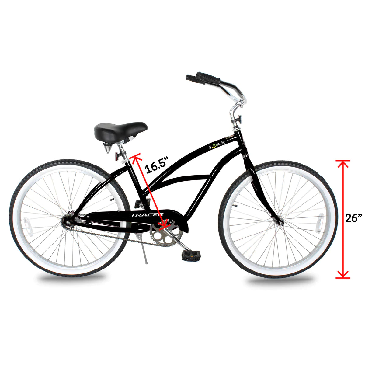 Tracer Bora 26" Beach Cruiser Bike For Women - Black | Beach Cruiser Bikes | Cruiser Bikes | Beach Bikes | Single Speed | Single Speed Cycle | Adult Bike | Bike Lover USA