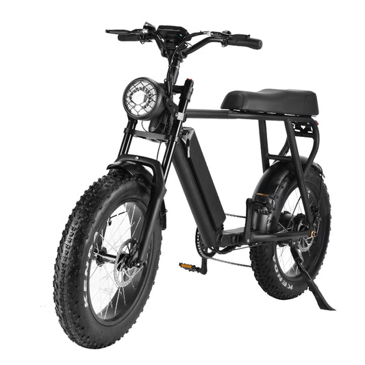 HM-1 Fat Tire Moped Style Electric Bike - Black