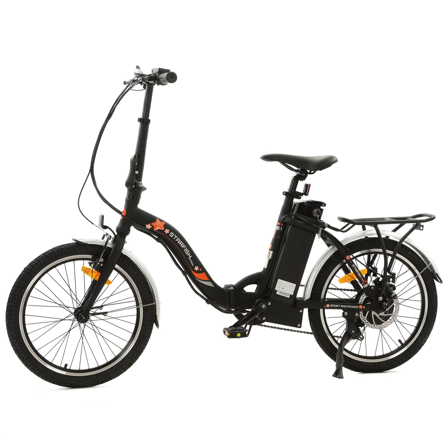 UL Certified-Ecotric Starfish 20inch Portable and Folding Electric Bike - Matte Black