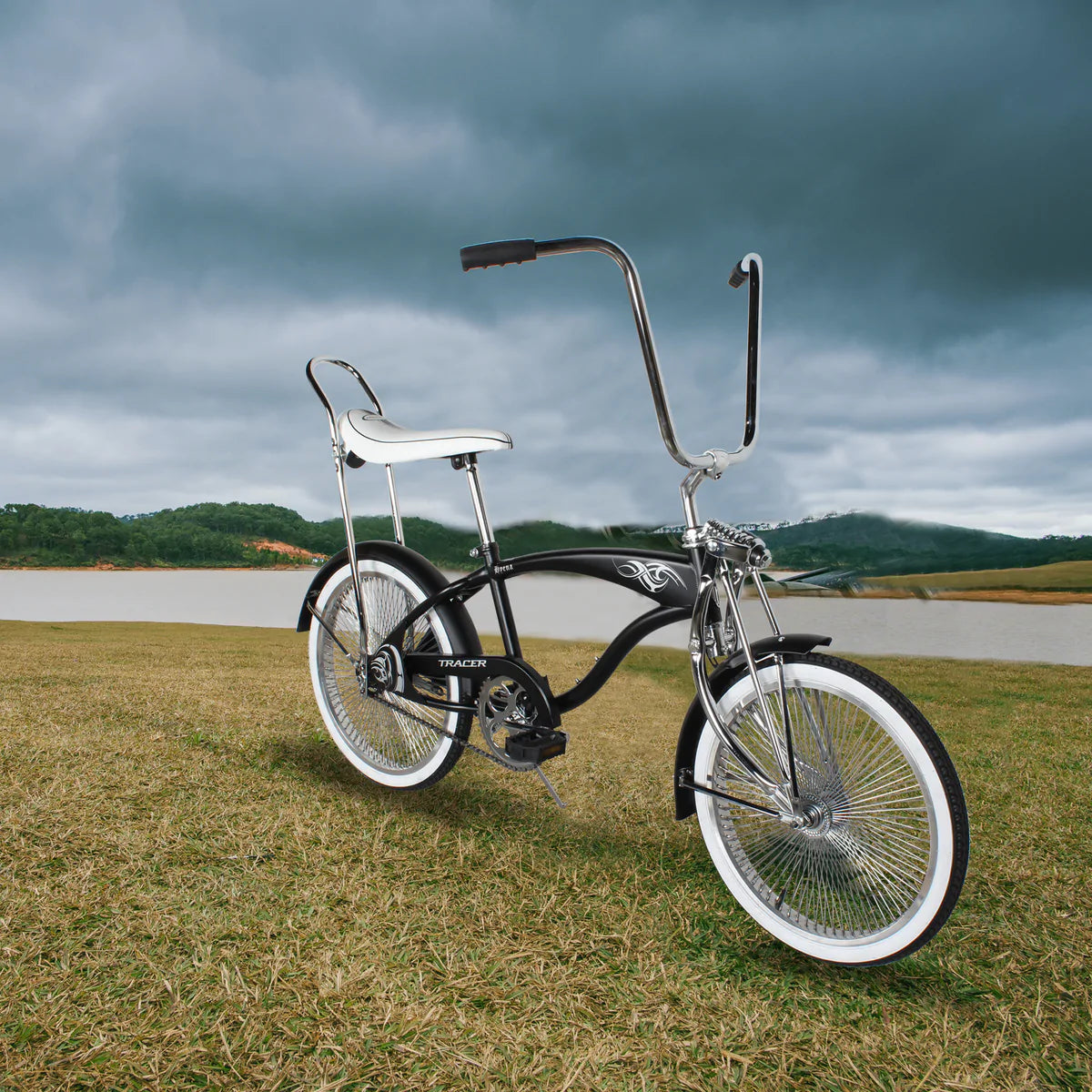 Tracer Hyena Classic Beach Lowrider Bike w/140H Wheel, Single Speed, w/ Banana Seat