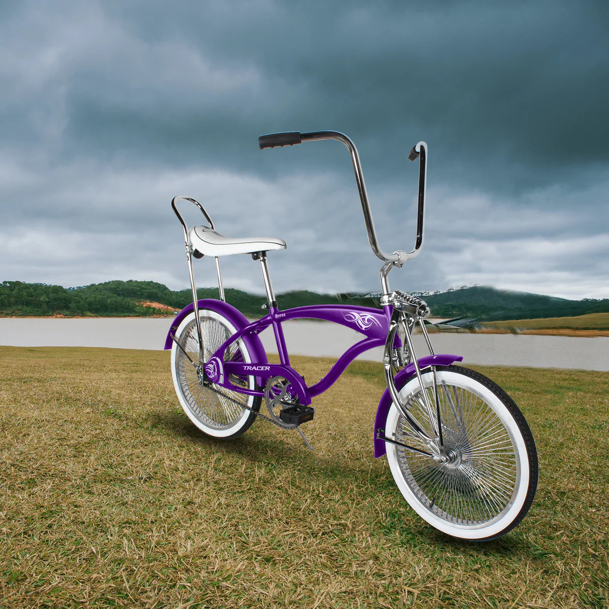 Tracer Hyena Classic Beach Cruiser Bike - Purple | Fat Tire Bike | Cruiser Fat Tire Bike | Stretch Bike | Fat Tire | Bike Lover USA