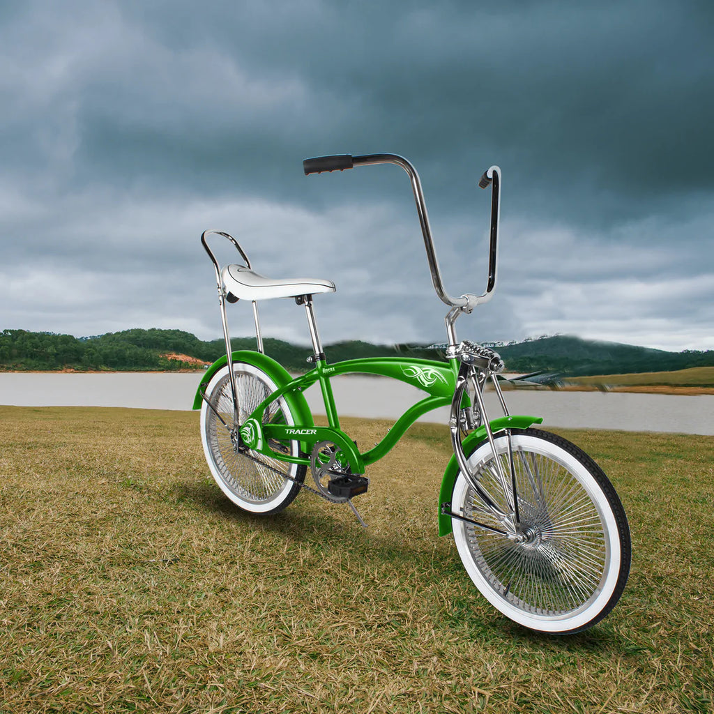 Tracer Hyena Classic Beach Cruiser Bike - Green | Fat Tire Bike | Cruiser Fat Tire Bike | Stretch Bike | Fat Tire | Bike Lover USA