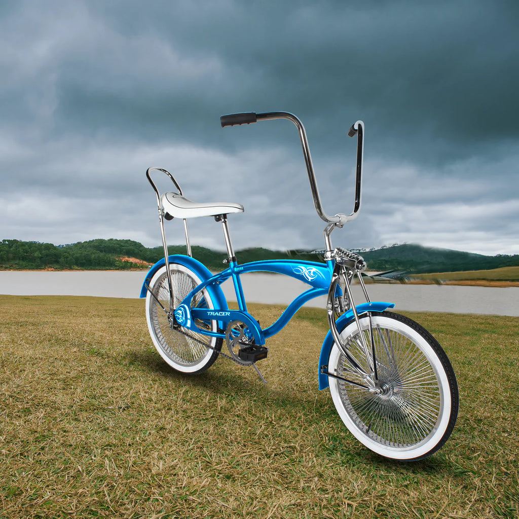 Tracer Hyena Classic Beach Cruiser Bike - Blue | Fat Tire Bike | Cruiser Fat Tire Bike | Stretch Bike | Fat Tire | Bike Lover USA