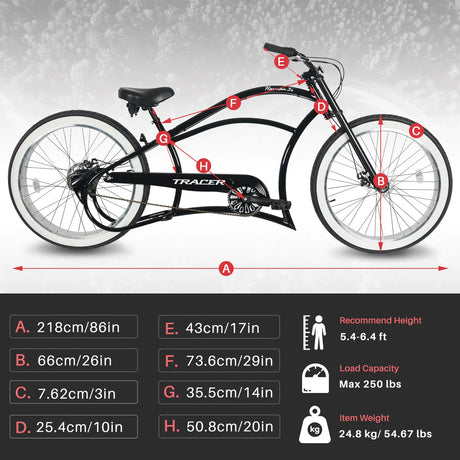 Tracer Harman 3i 26'' Vintage Internal 3-Speed Chopper Stretch Fat Tire Bike