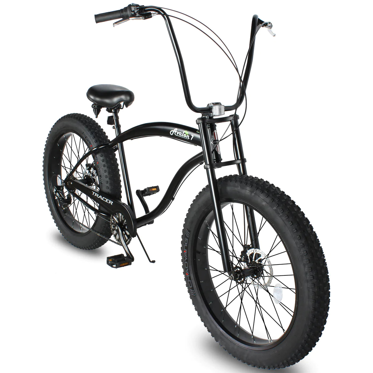 Tracer Avalon GT 26/29" Fat Tire Beach Cruiser Bike - 26"Matte Black | Beach Cruiser Bikes | Cruiser Bikes | Beach Bikes | 7-Speed | Single Speed | Single Speed Cycle | Adult Bike | Bike Lover USA