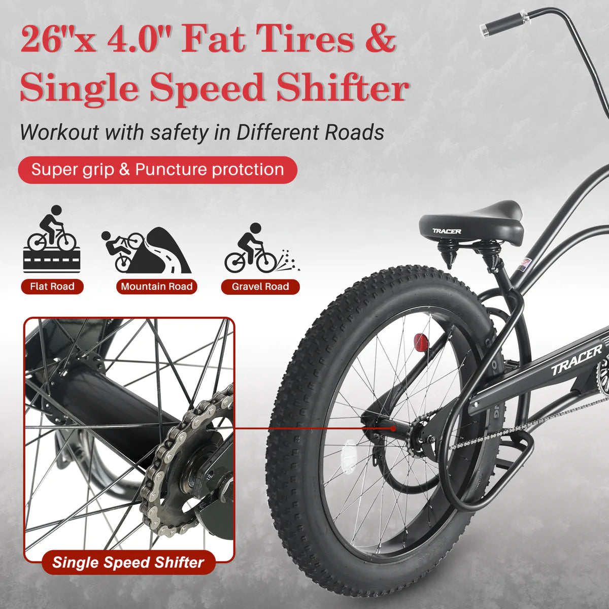 Tracer Harman GT Chopper Stretch Cruiser Fat Tire Bike | Fat Tire Bike | Cruiser Fat Tire Bike | Stretch Bike | Fat Tire | Bike Lover USA