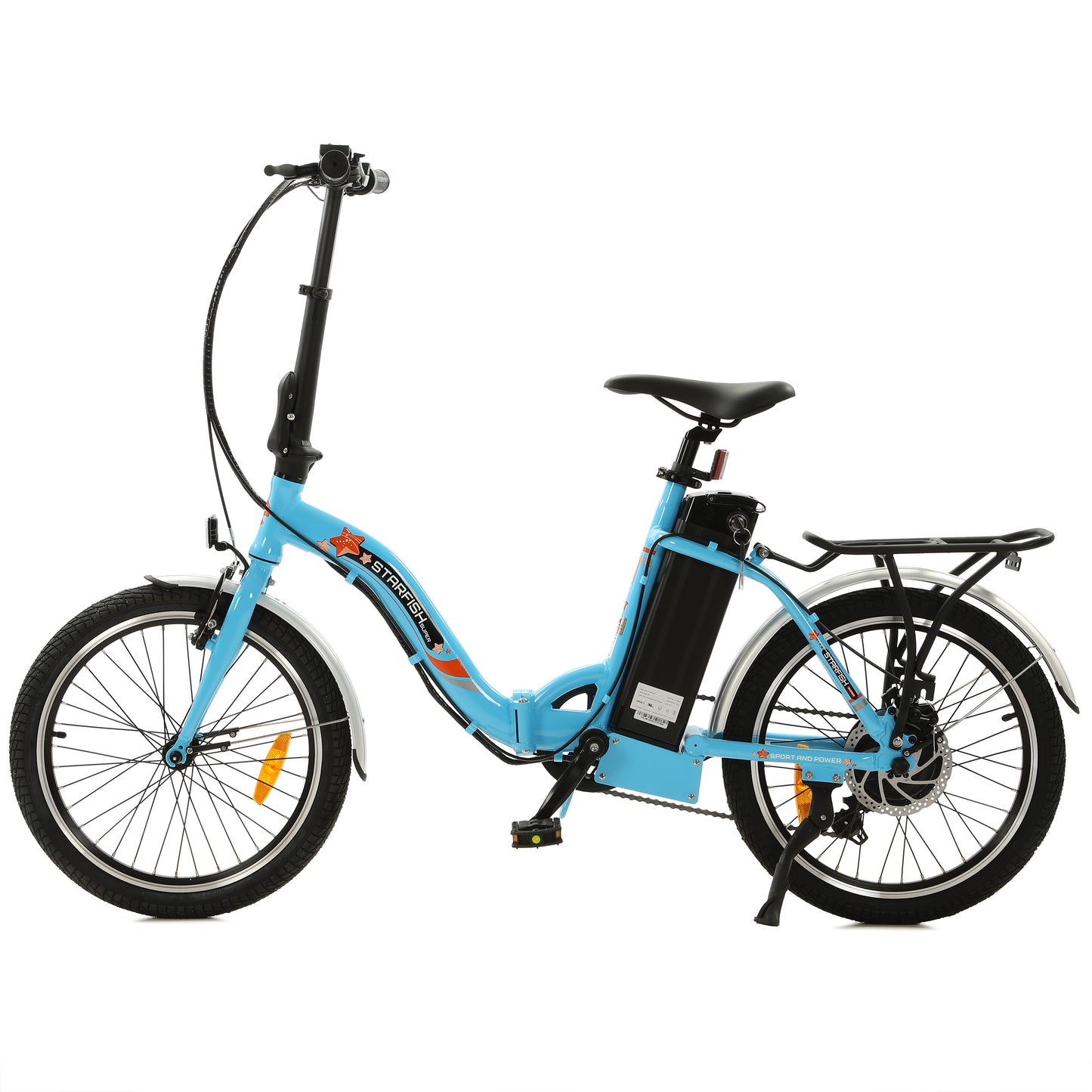 UL Certified-Ecotric Starfish 20inch Portable and Folding Electric Bike - Blue