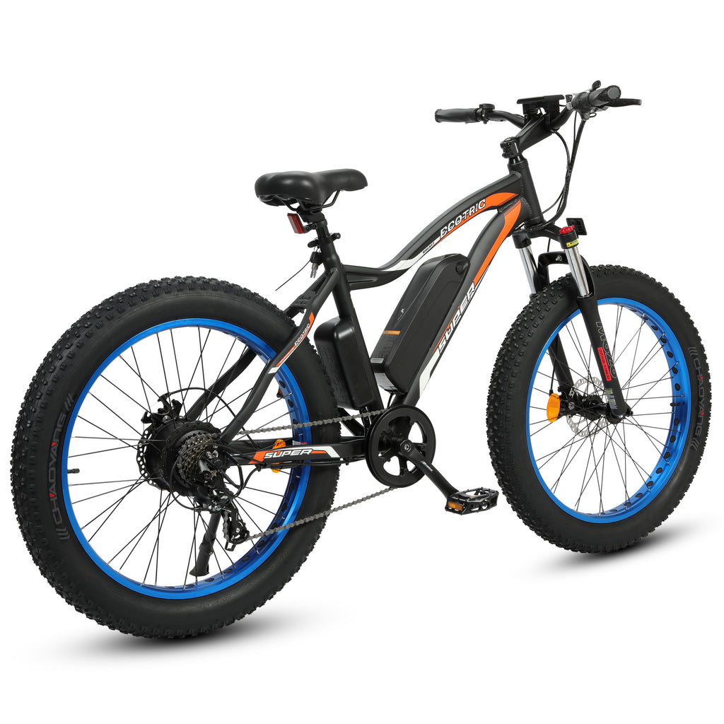 UL Certified - Ecotric Rocket Fat Tire Beach Snow Electric Bike - Black and Blue