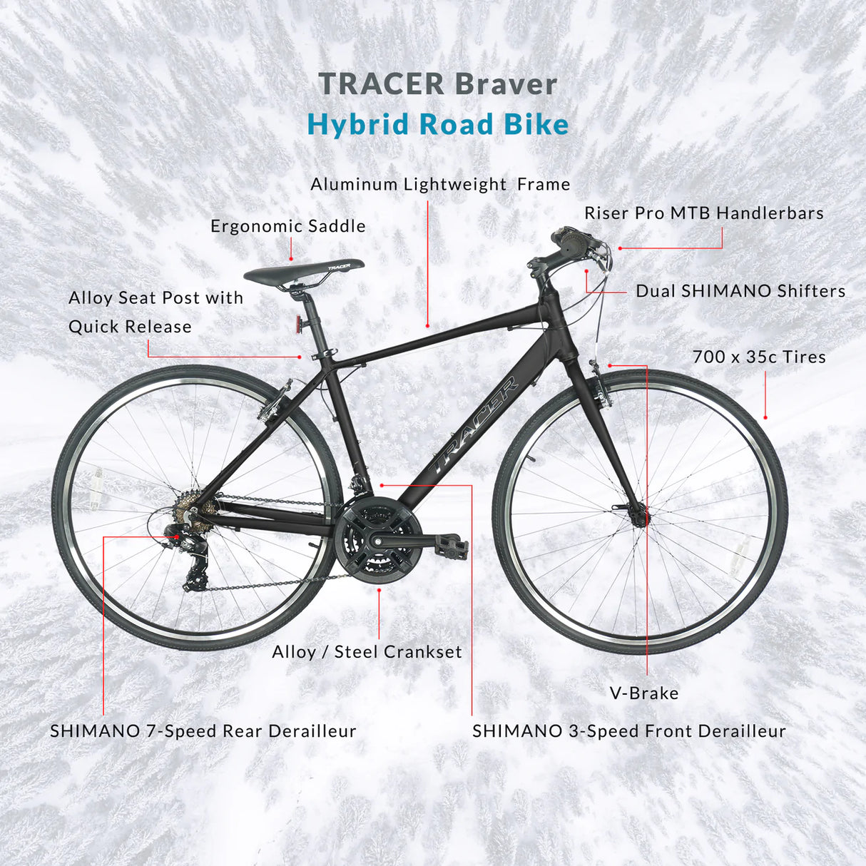Tracer Braver 700C 7 Speed Hybrid Road Bike for Men